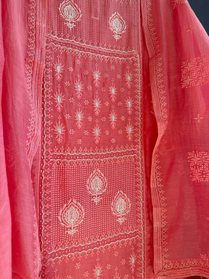Luxurious Mul chanderi lucknowi handwork suit
