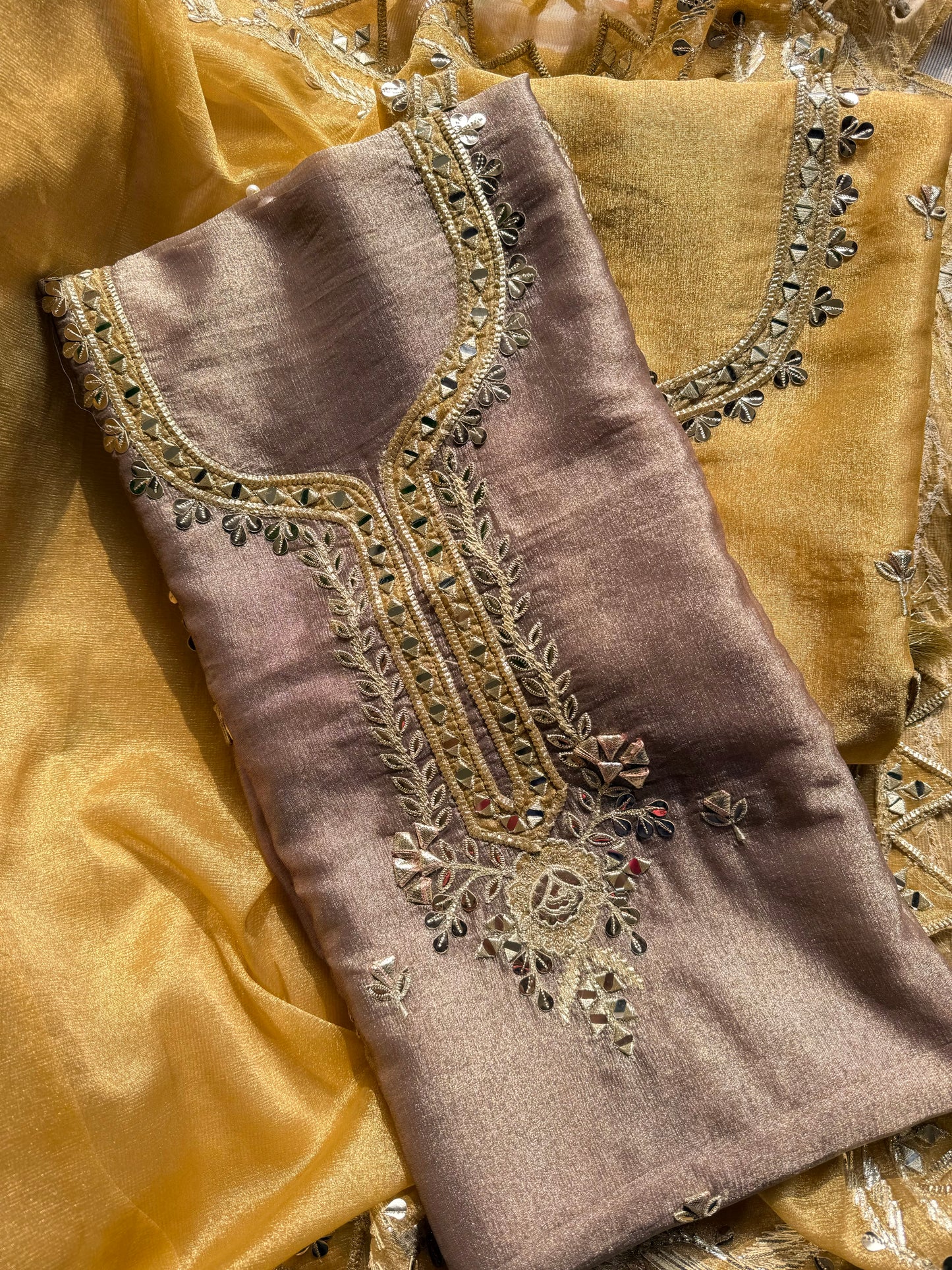 Luxurious Gotapatti Pure Tissue silk suit