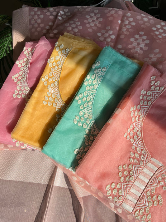 Pearlwork jamdani organza suit