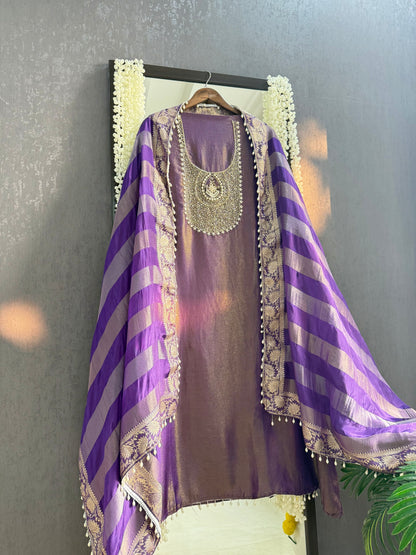 Tissue silk benarsi handwork suit