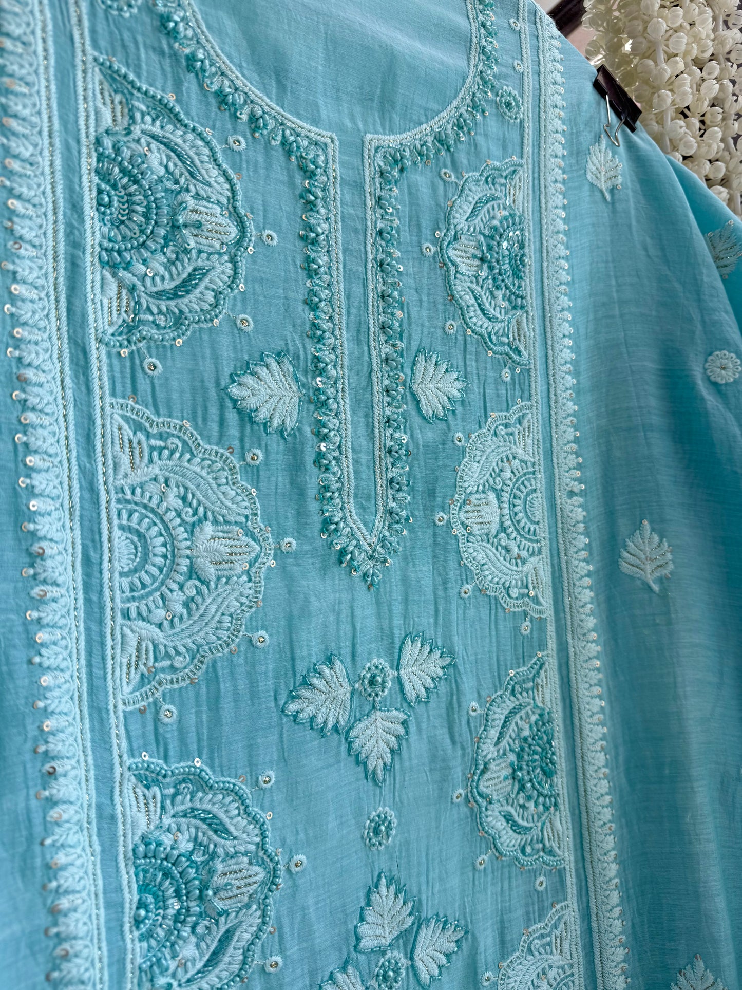Luxurious Mul chanderi lucknowi handwork suit