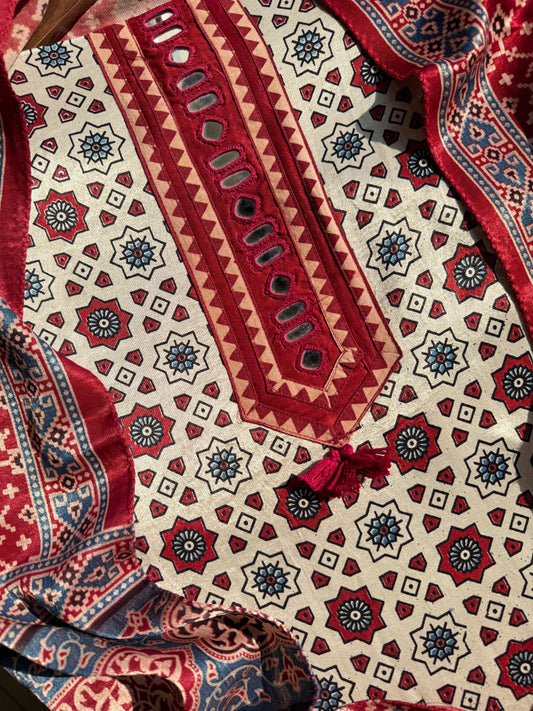 Ajrakh kutch mirrorwork suits