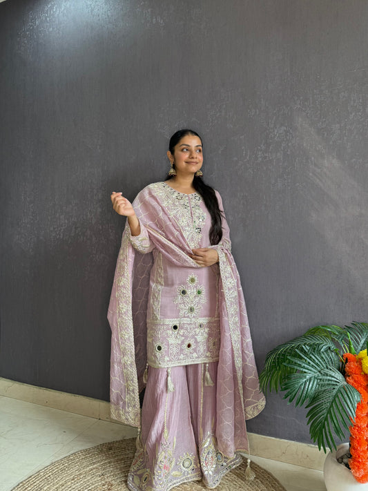 Luxurious mul cotton gotapatti sharara set
