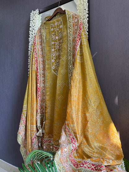 Luxurious bandhani ombré gotapatti suits