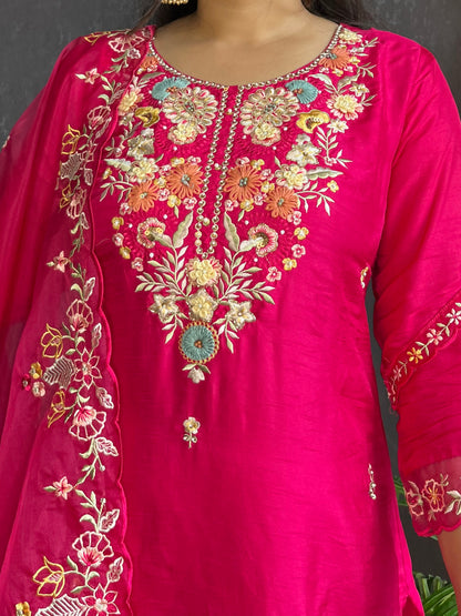 French knot silk Handwork suit set