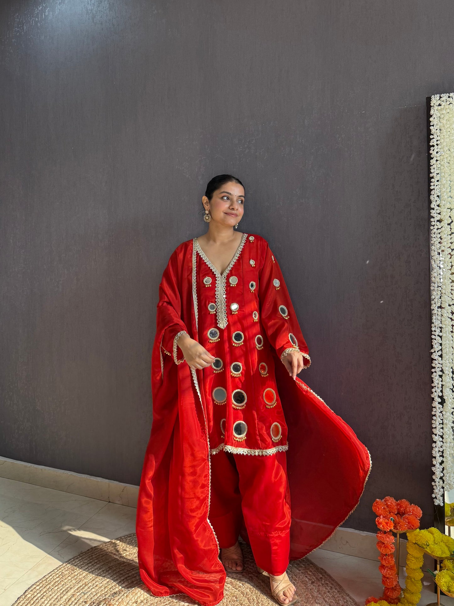 Luxurious mirrorwork farshi salwar set