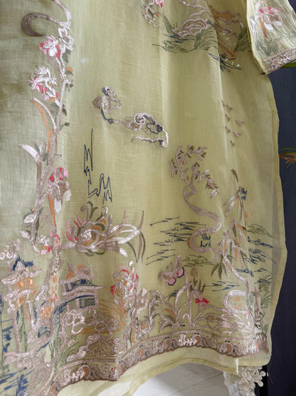 Luxurious Mul chanderi gota appliqué work suit