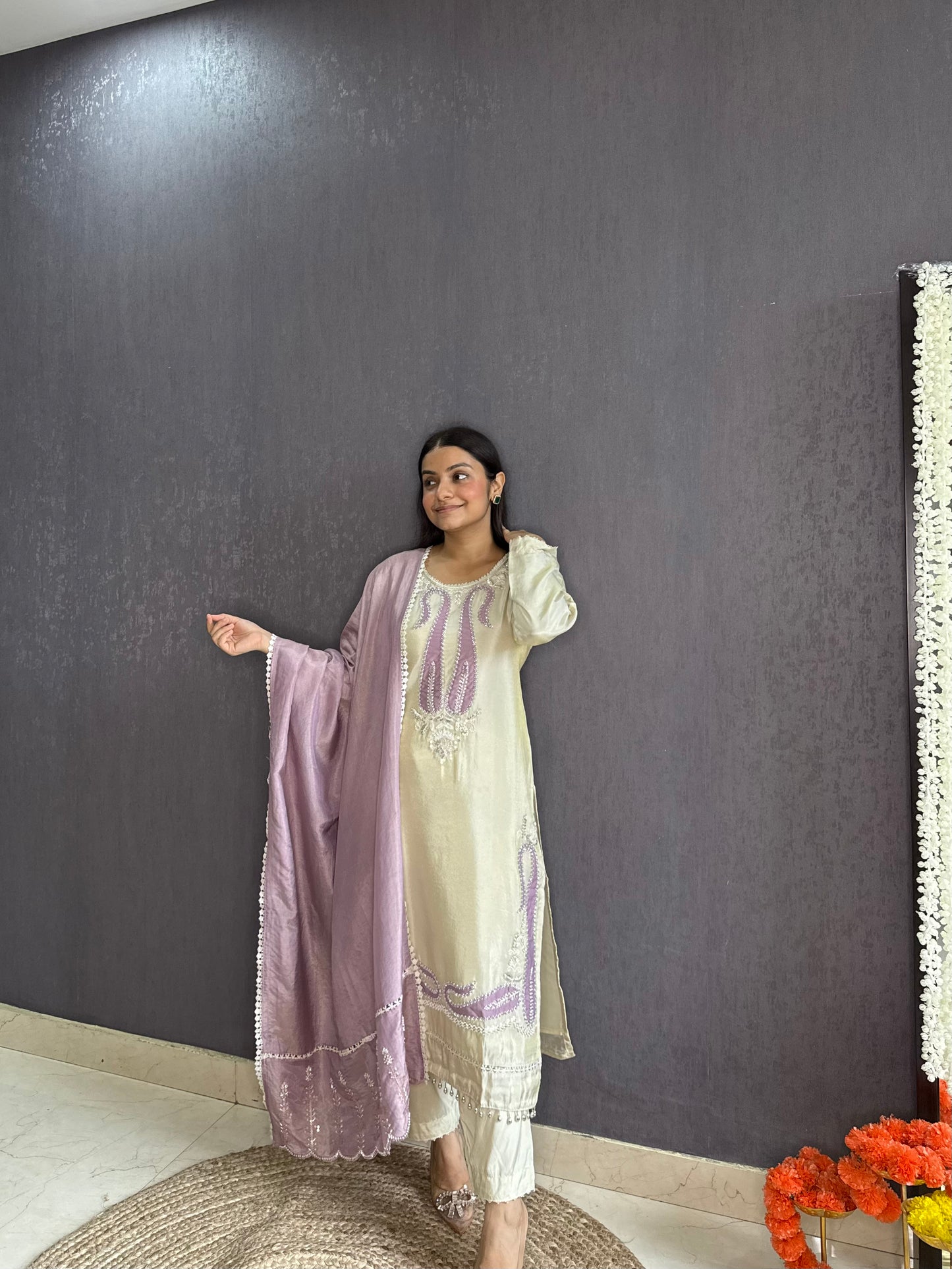 Tissue silk Handwork suit set