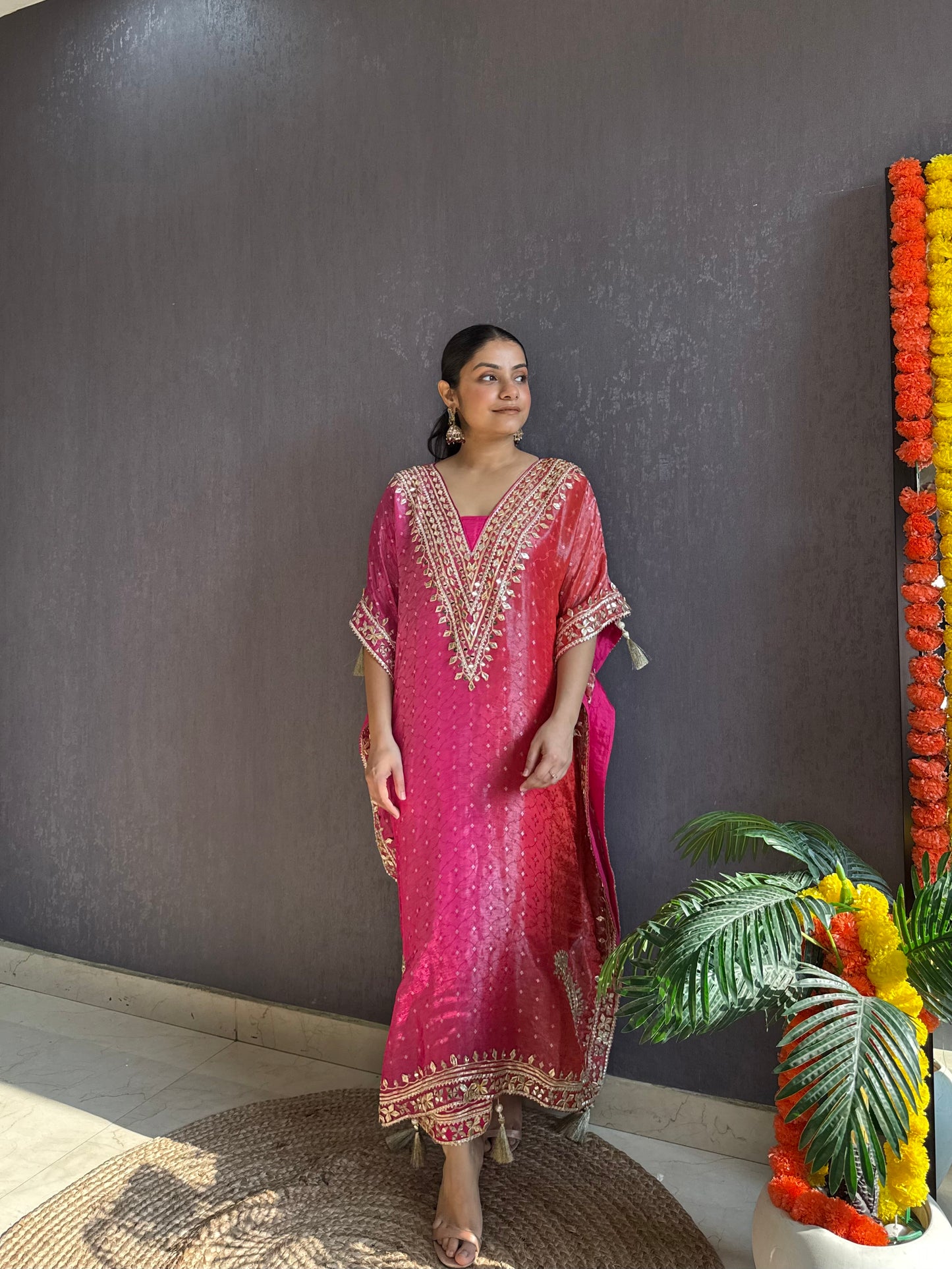 Luxurious ombré kaftan gotapatti set