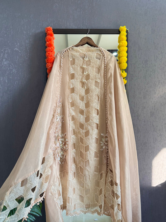 Luxurious cutwork Tissue silk suit