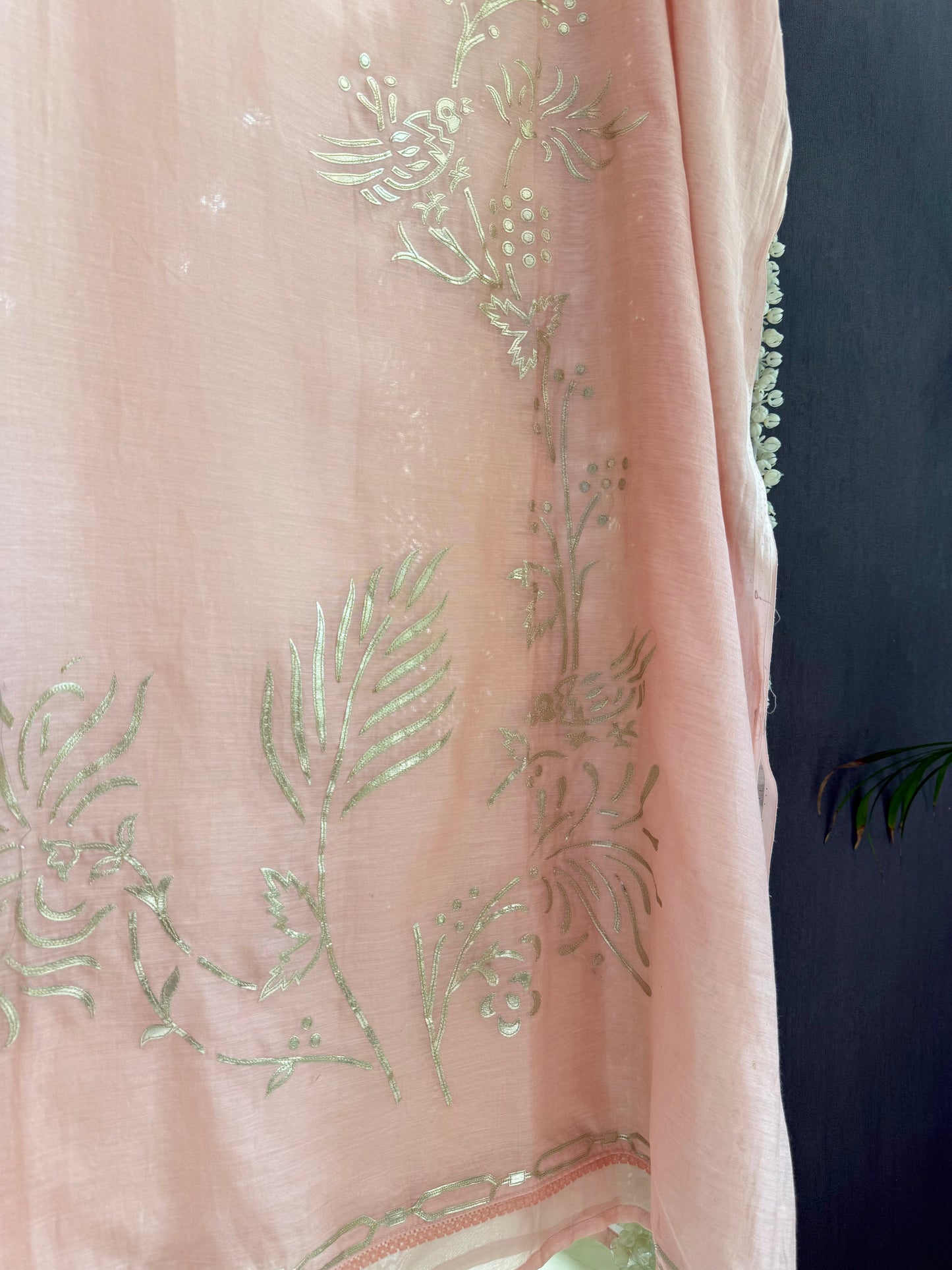 Luxurious Mul chanderi gota appliqué work suit