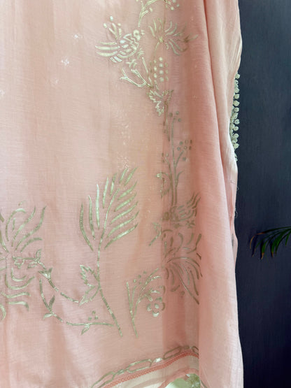 Luxurious Mul chanderi gota appliqué work suit