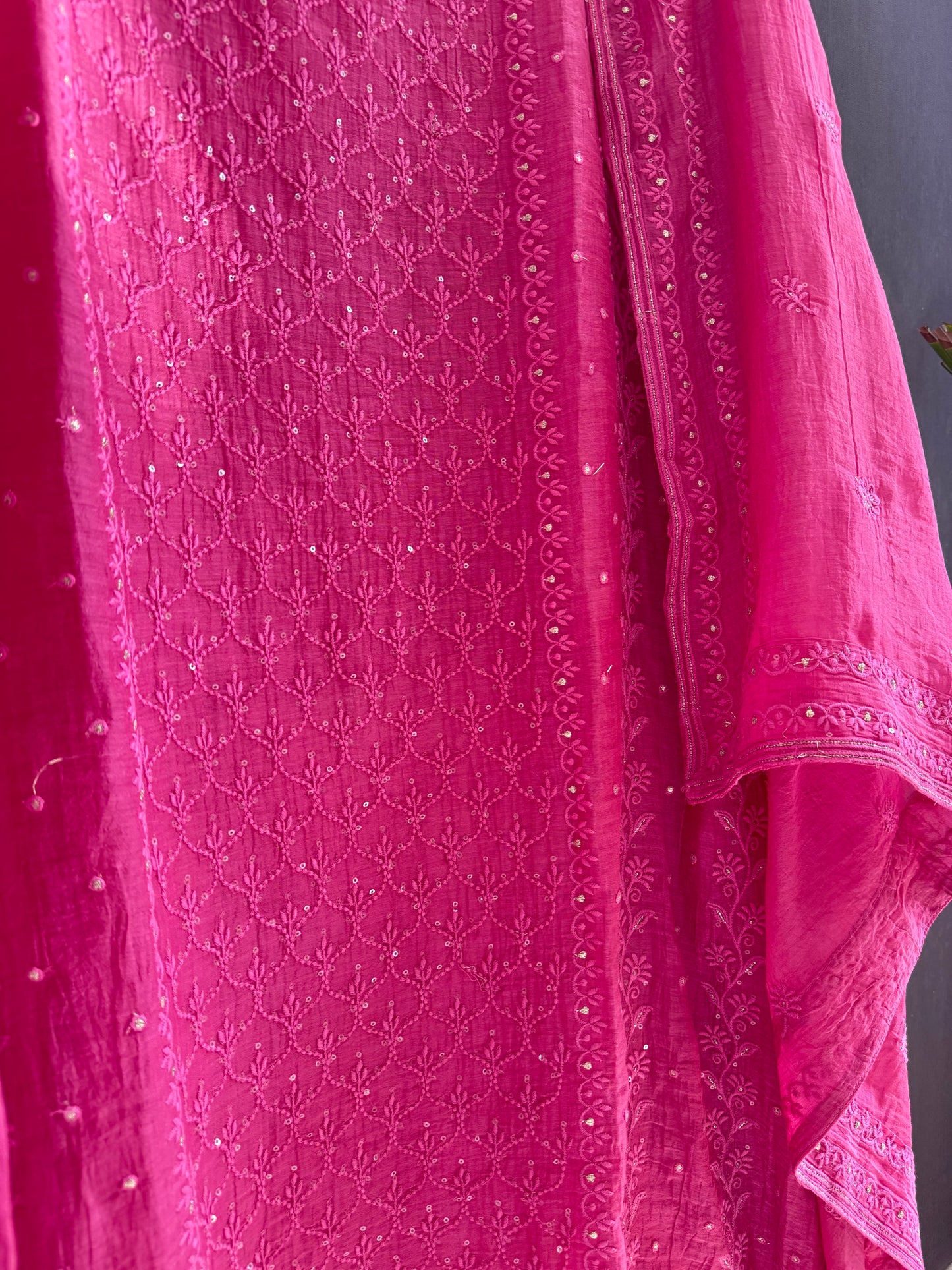 Luxurious Mul chanderi lucknowi handwork suit