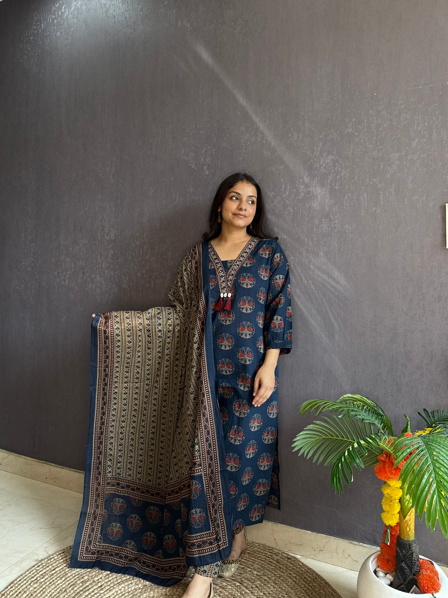 Pure cotton ajrakh print suit set