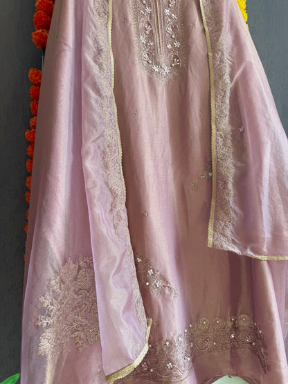 Premium tissue silk hand embroidered suit