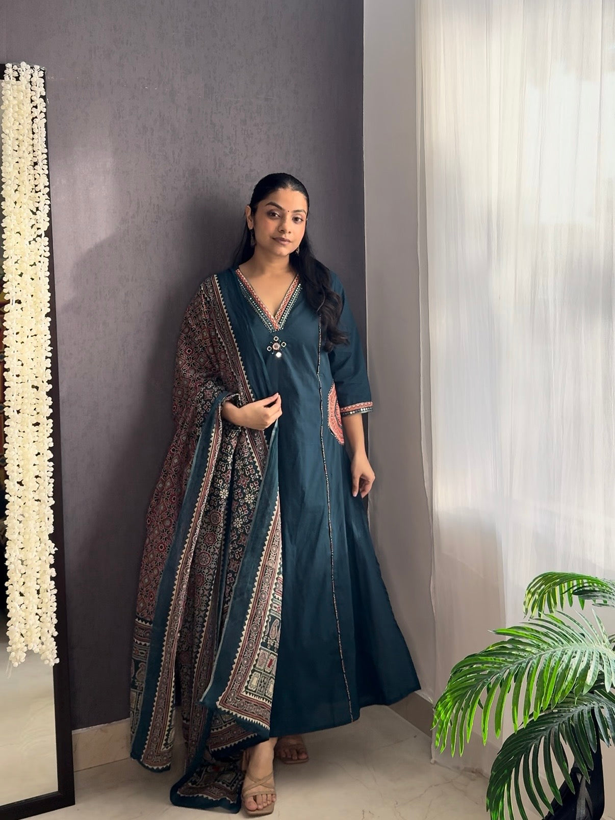 Pure cotton ajrakh A line suit set