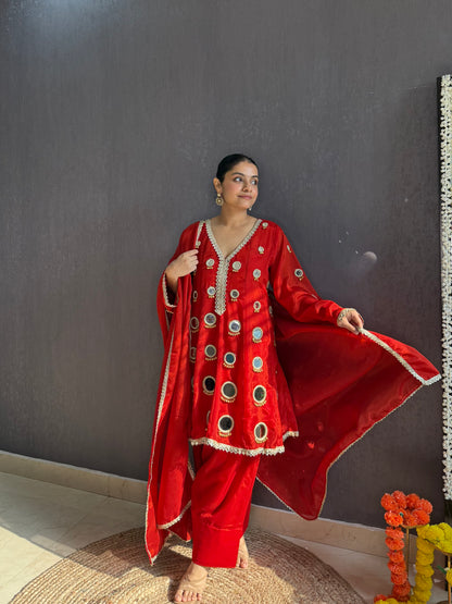 Luxurious mirrorwork farshi salwar set