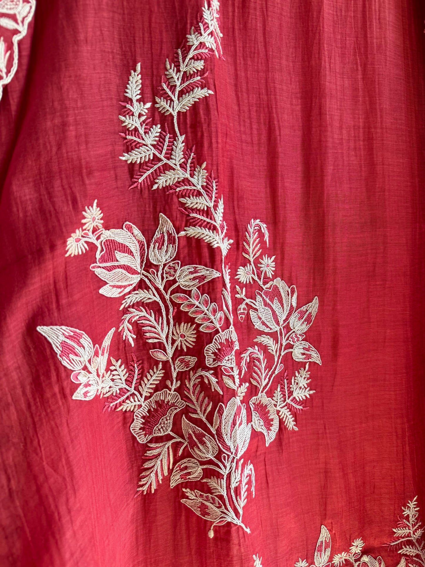 Luxurious aari work Mul chanderi suit