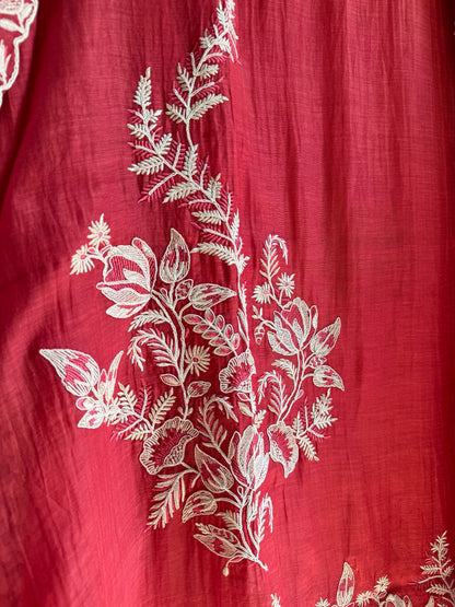 Luxurious aari work Mul chanderi suit