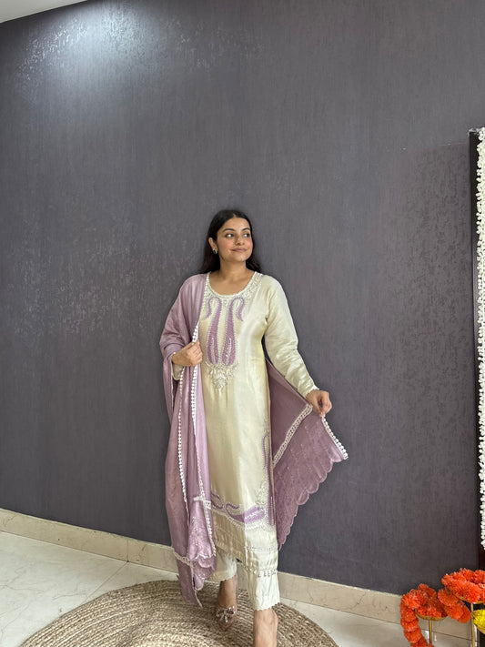 Tissue silk Handwork suit set