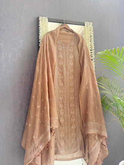 Luxurious Mul chanderi lucknowi handwork suit