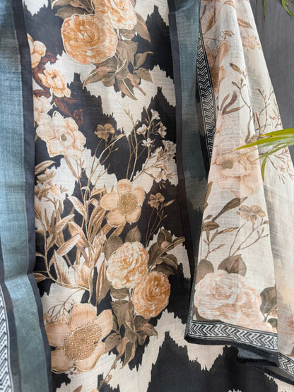 Linen floral frenchknot suit