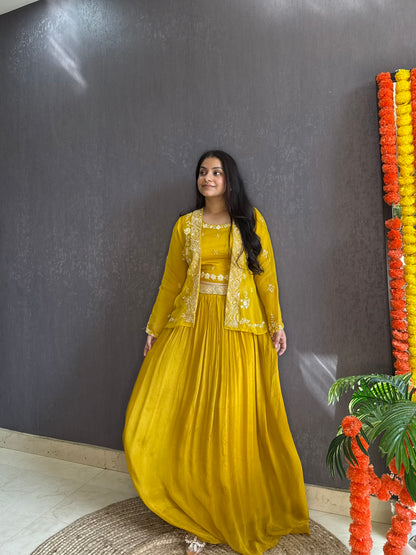 Lehenga jacket handwork dress