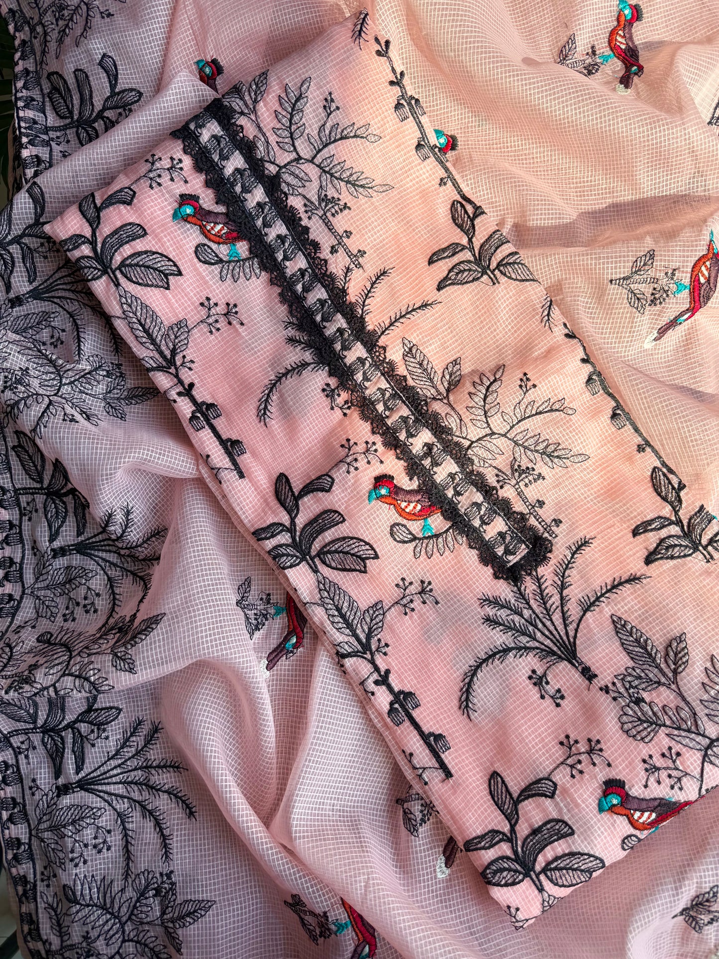 Kota doria birds embroidered suits
