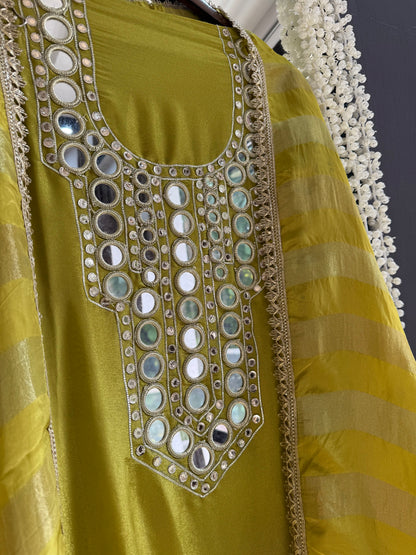 Tissue silk Mirrorwork suit