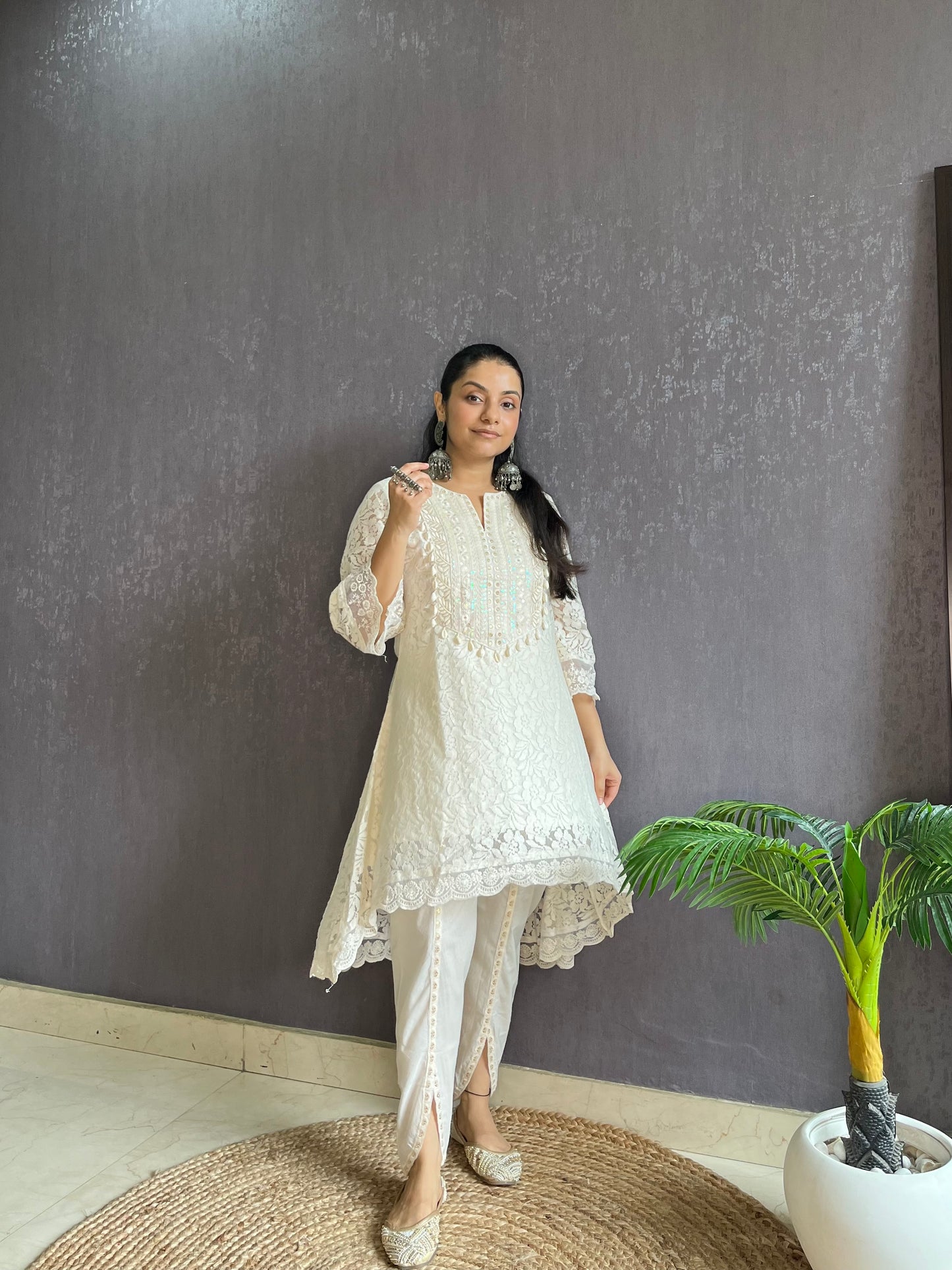 Pure cotton lace work coord