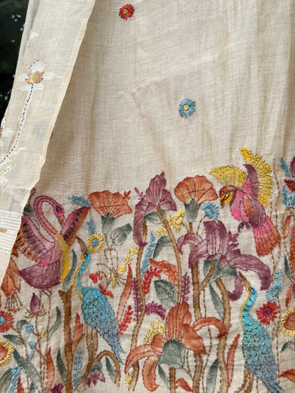 Linen handpainted frenchknot suit