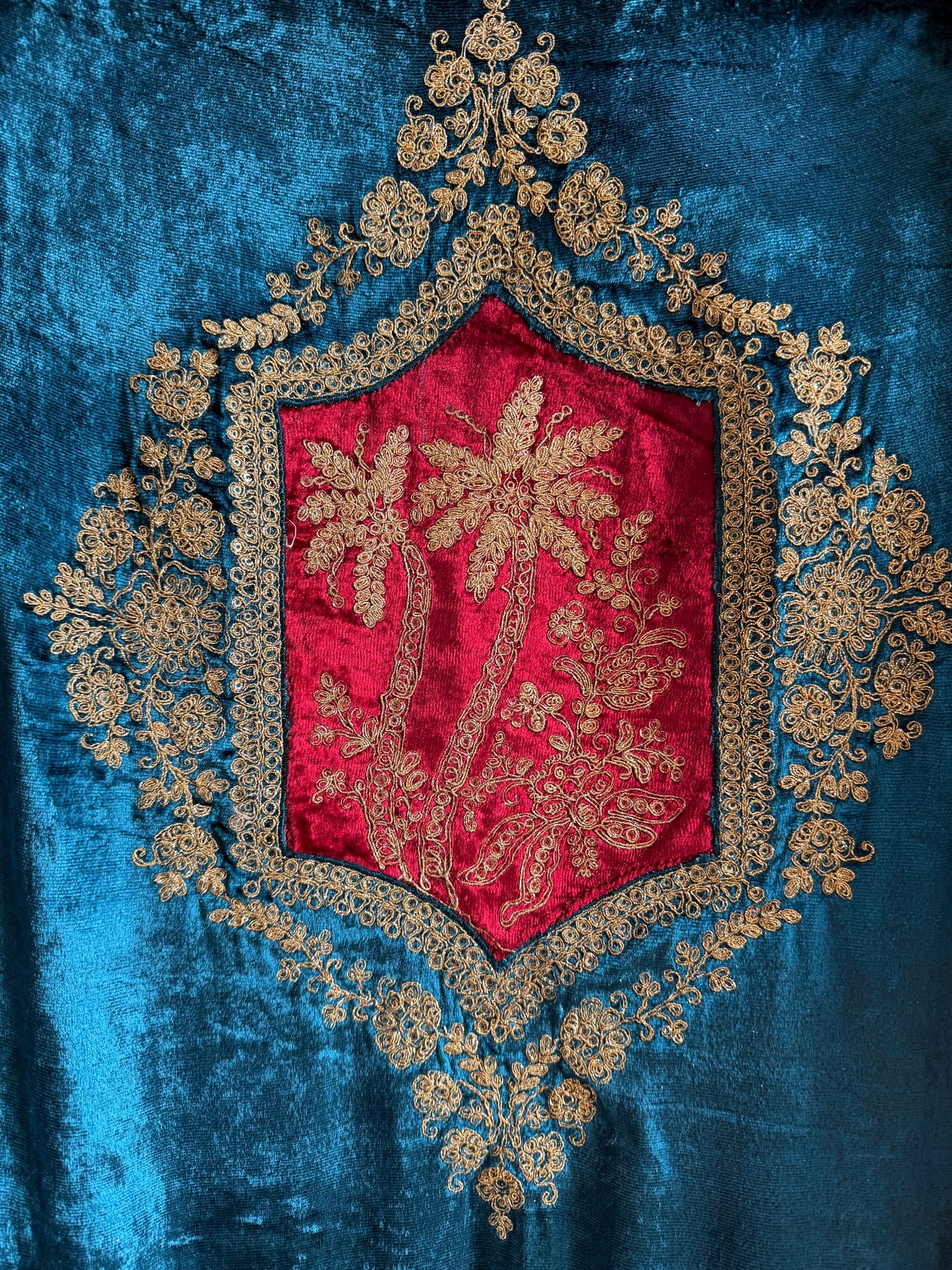 Velvet Front back Marori Aari work suit