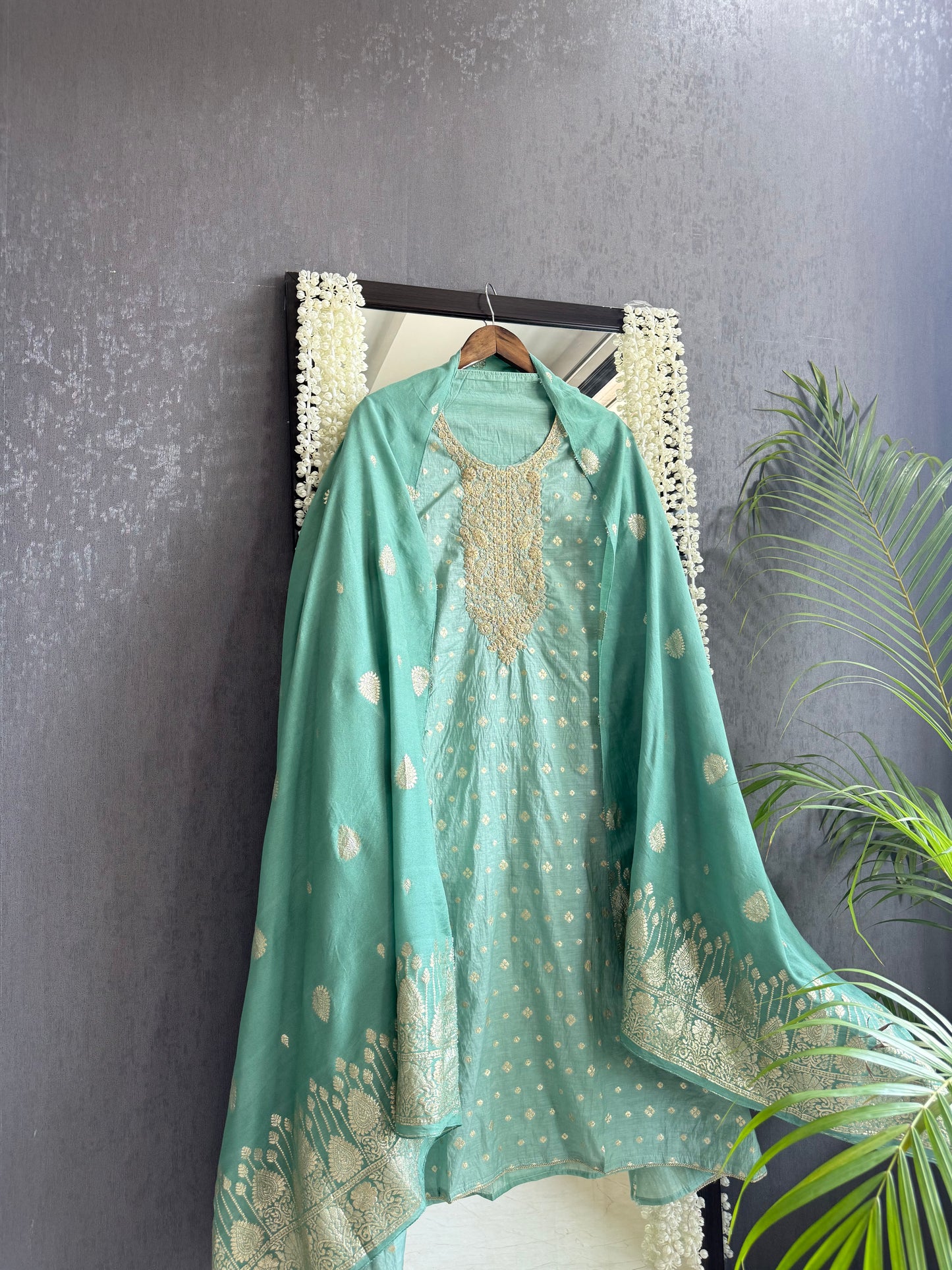 Semi Benarsi silk aari work suit