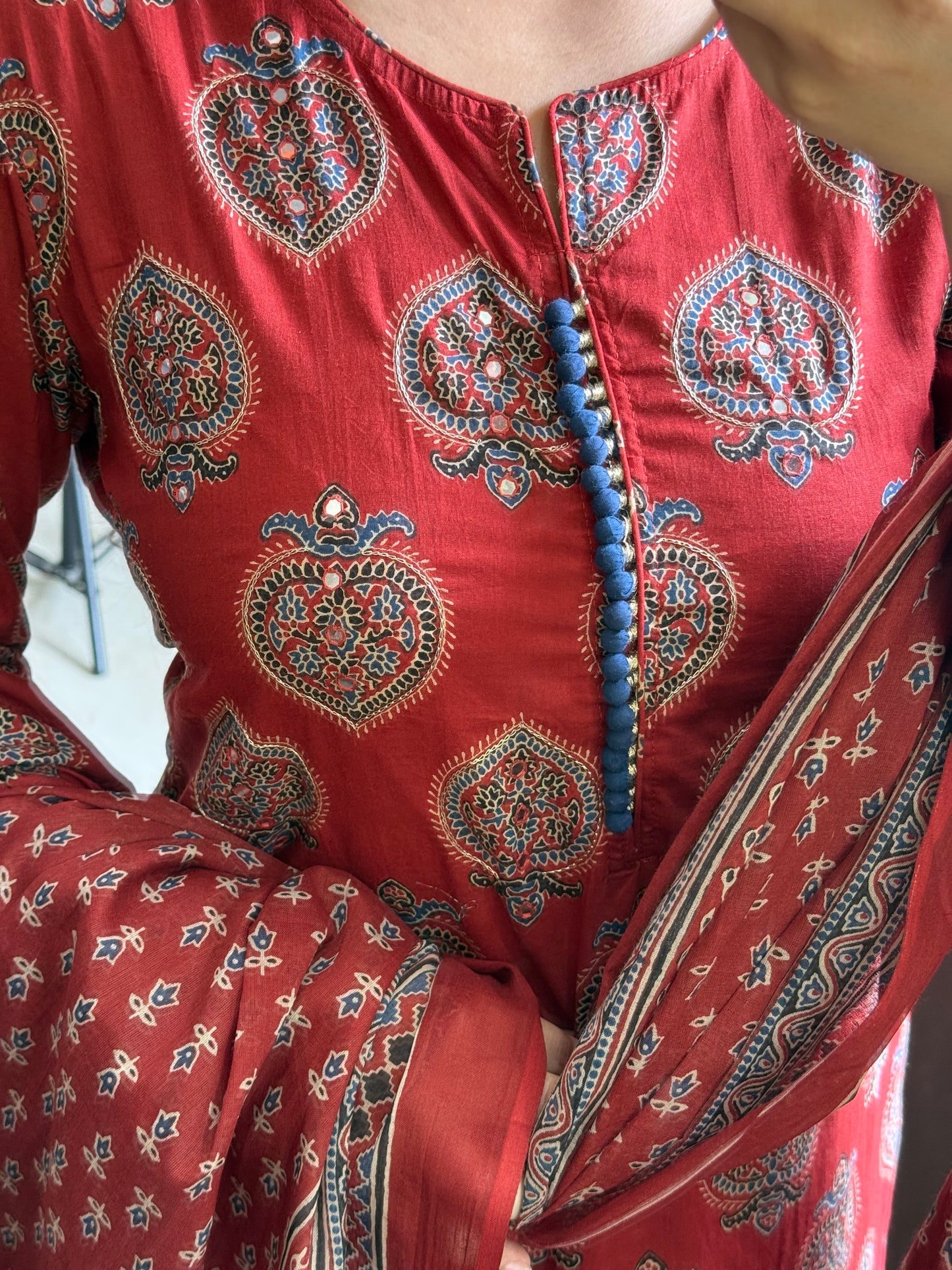 Pure cotton anaar ajrakh print suit set