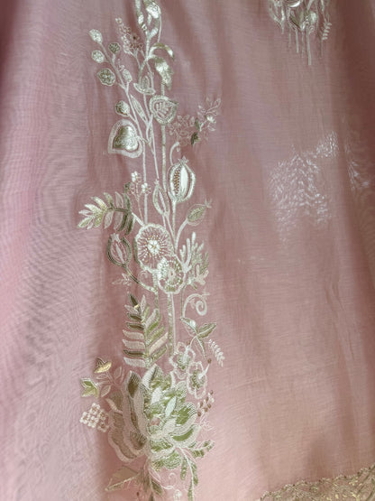 Luxurious Mul chanderi gold appliqué work suit