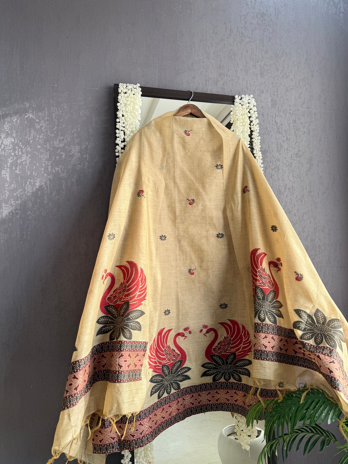 Linen jamdani swans suit