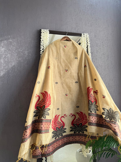 Linen jamdani swans suit