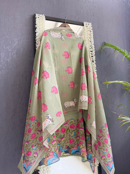 Mulmul cotton pichwai suit