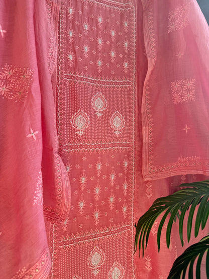 Luxurious Mul chanderi lucknowi handwork suit