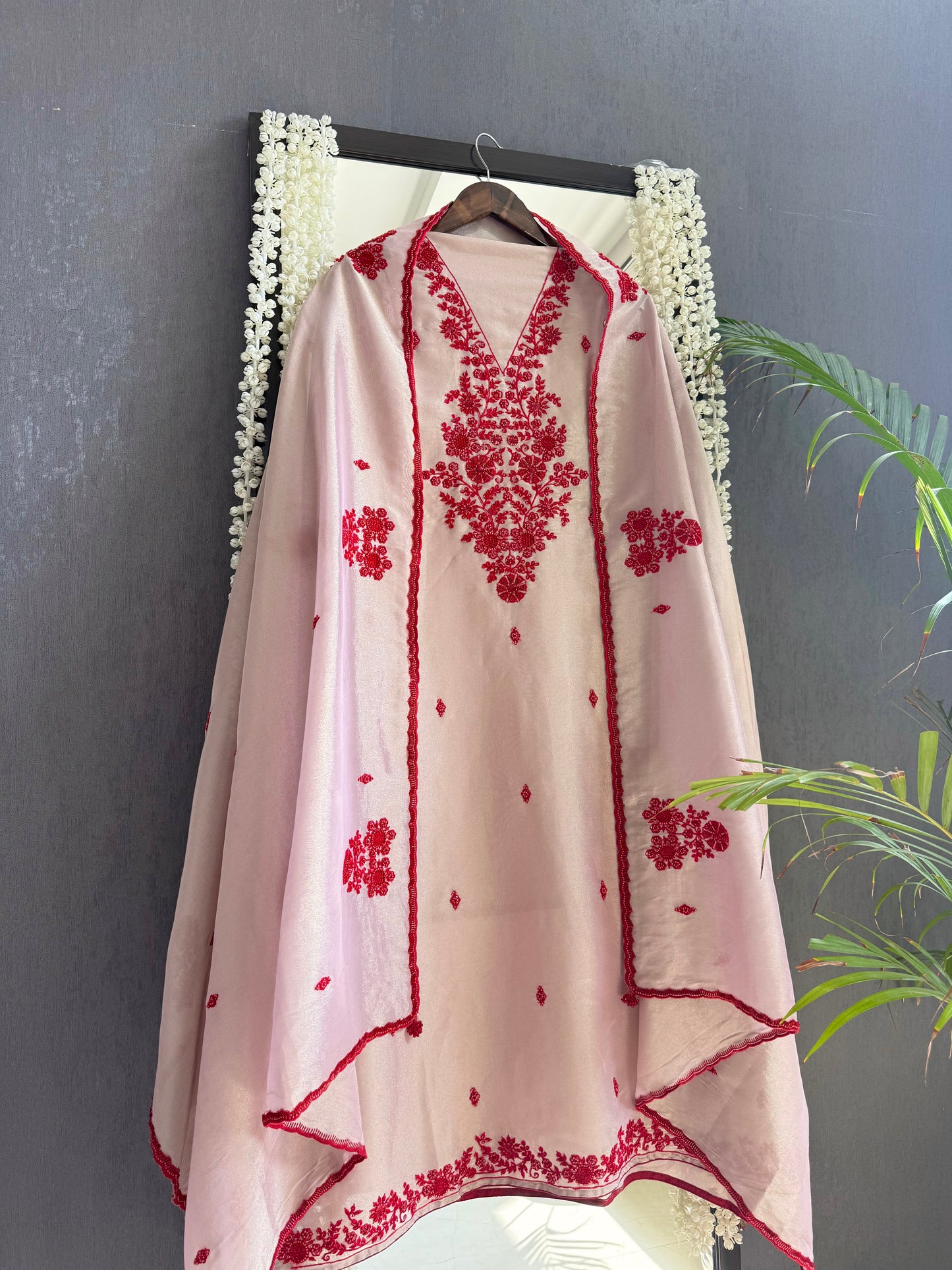 Luxurious ruby bejewelled suit