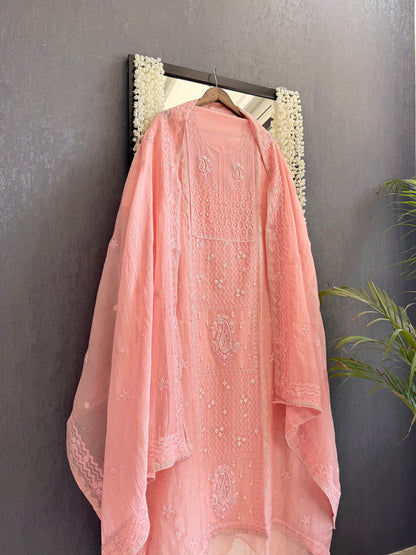 Luxurious Mul chanderi lucknowi paisley suit