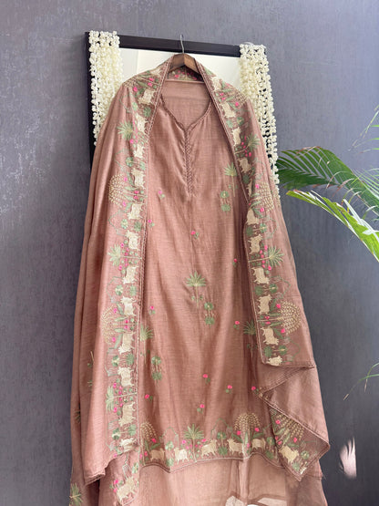 Luxurious Mul chanderi pichwai suit