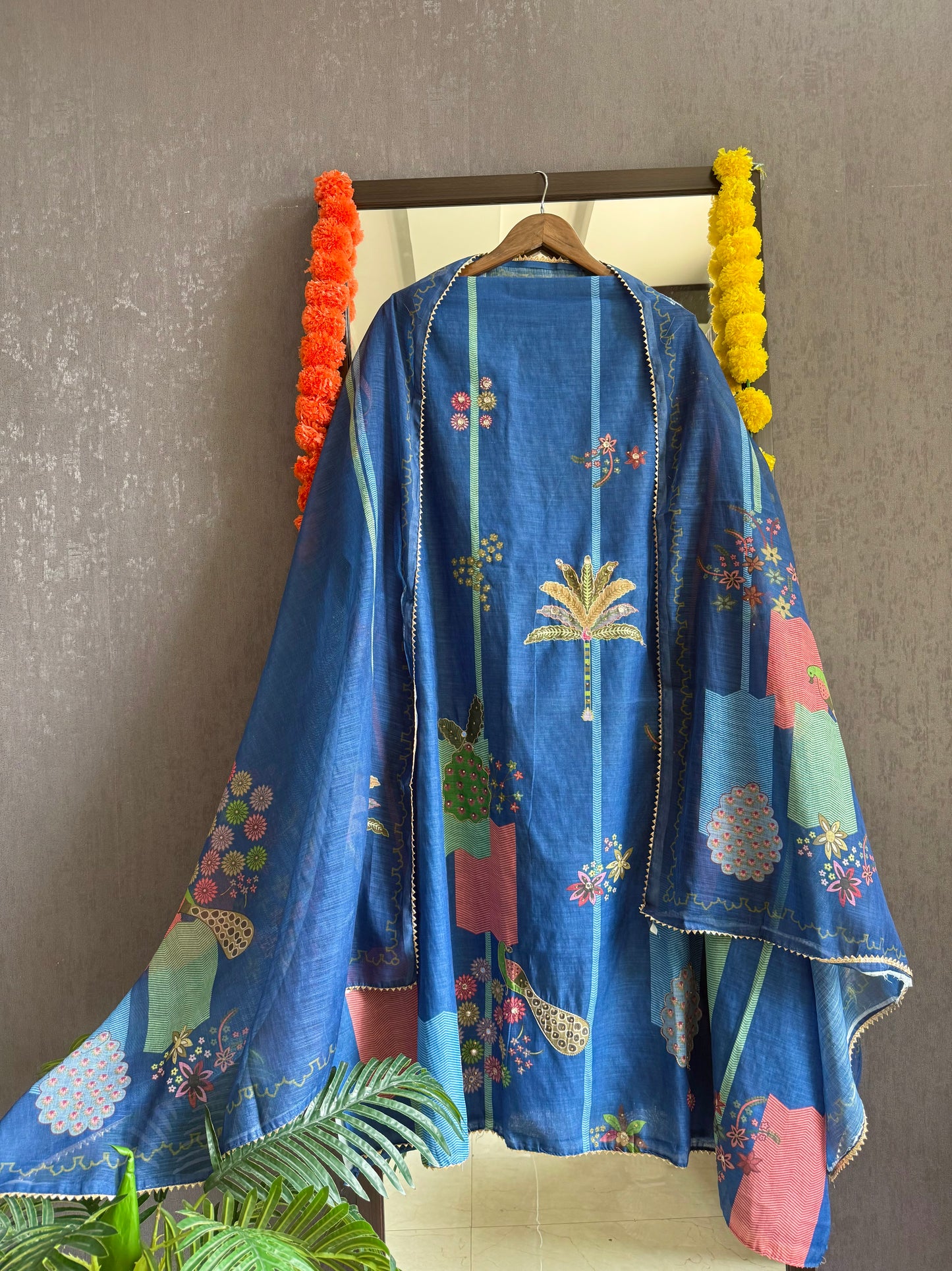 Linen peacock handwork suit