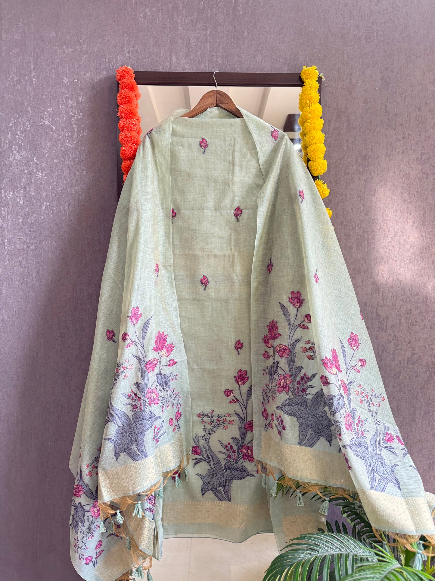 Light Chanderi Jamdani suit