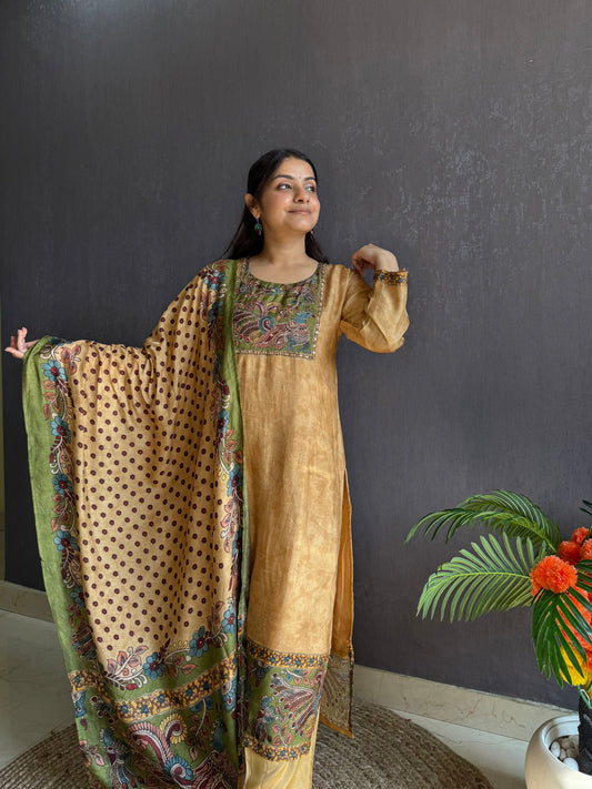 Tussar kalamkari suit set