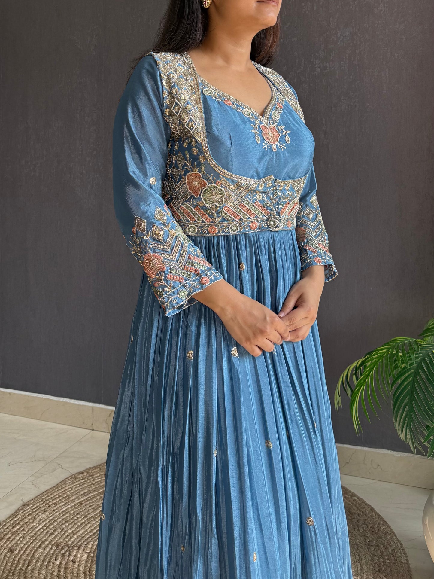 Jacket Handwork Anarkali suit