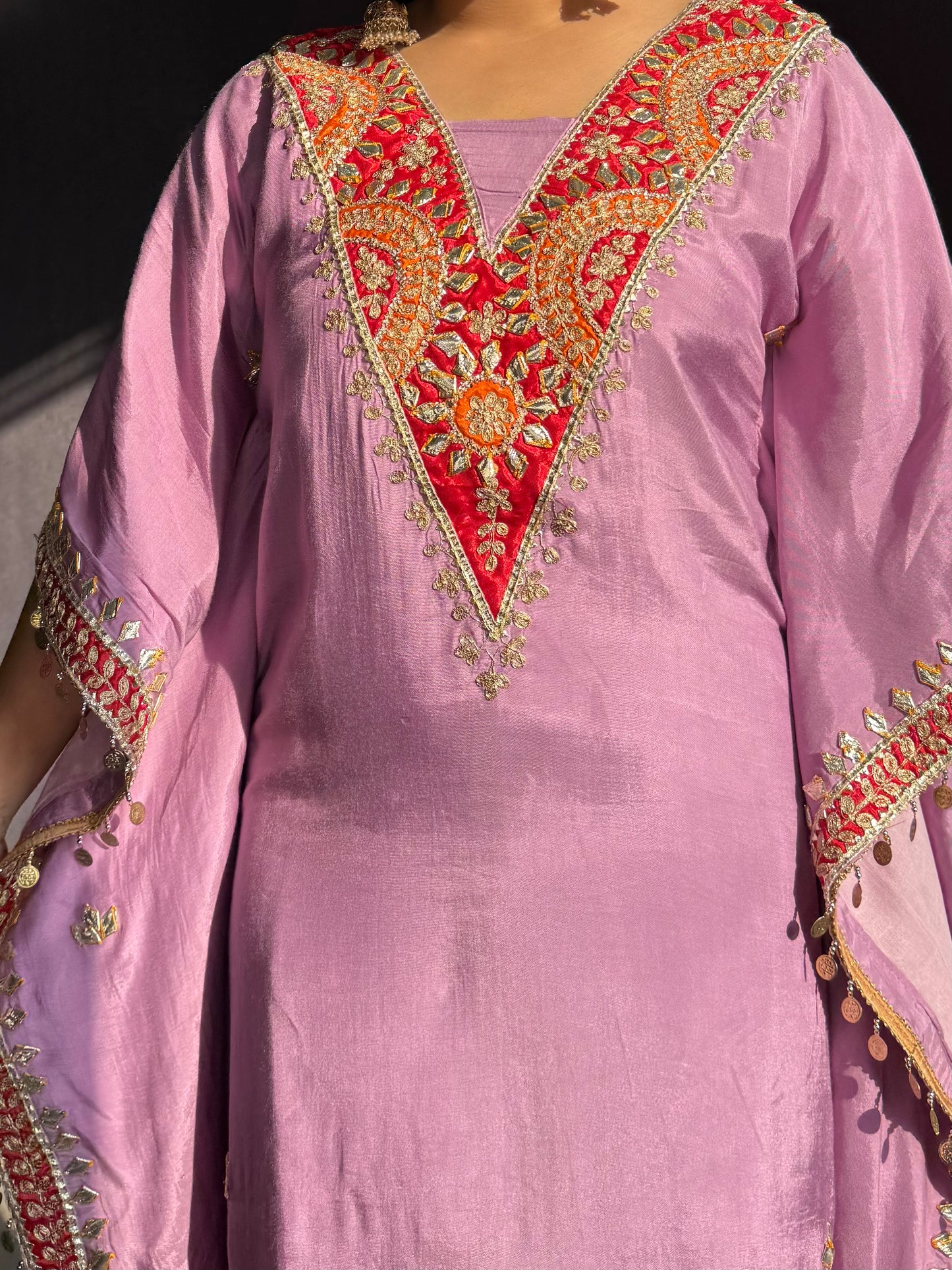 Gotapatti aari work kaftan set