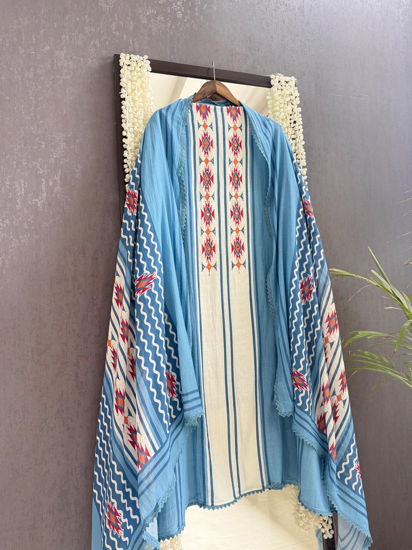 Mulmul cotton ikkat suit