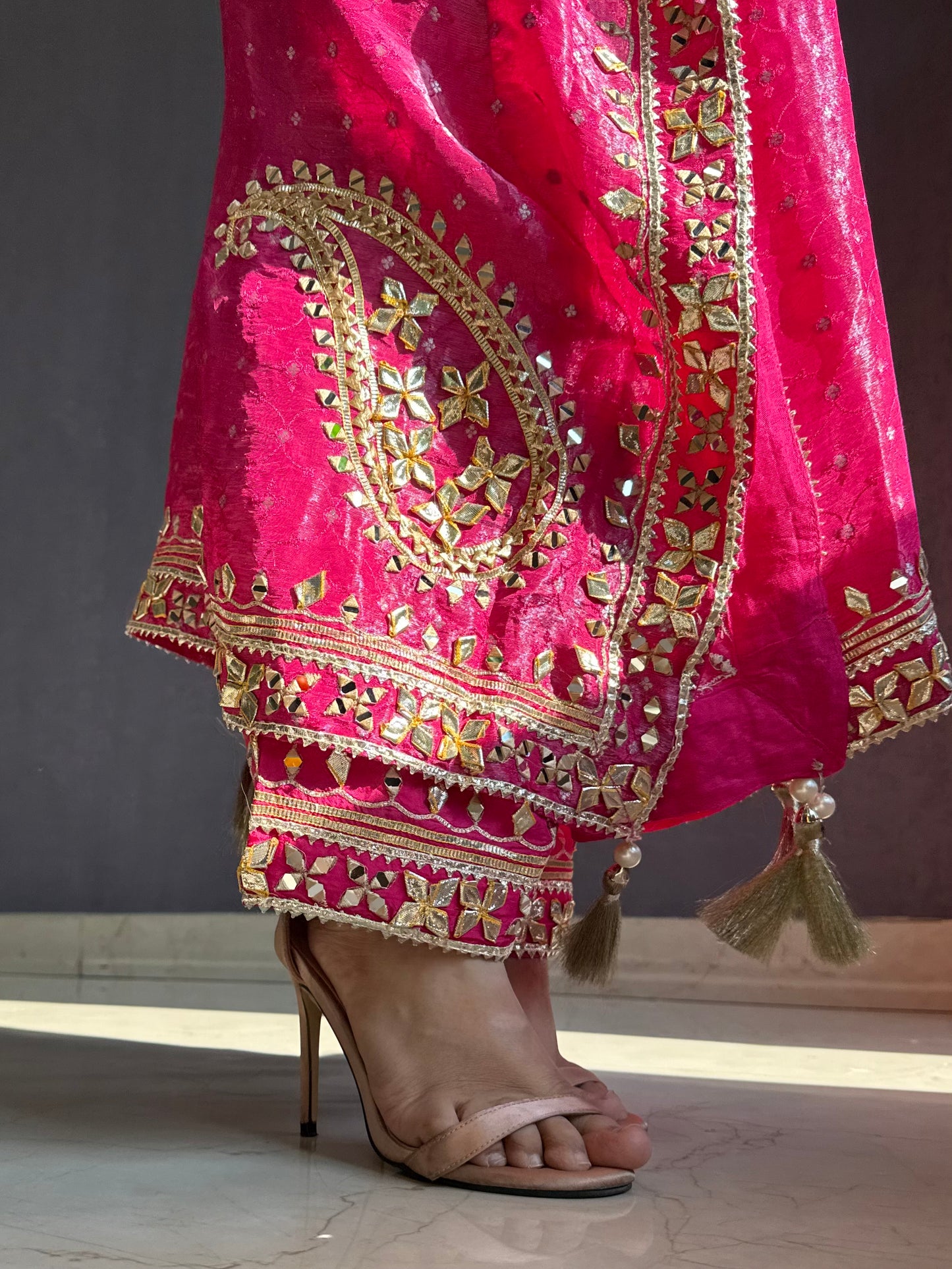 Luxurious ombré kaftan gotapatti set