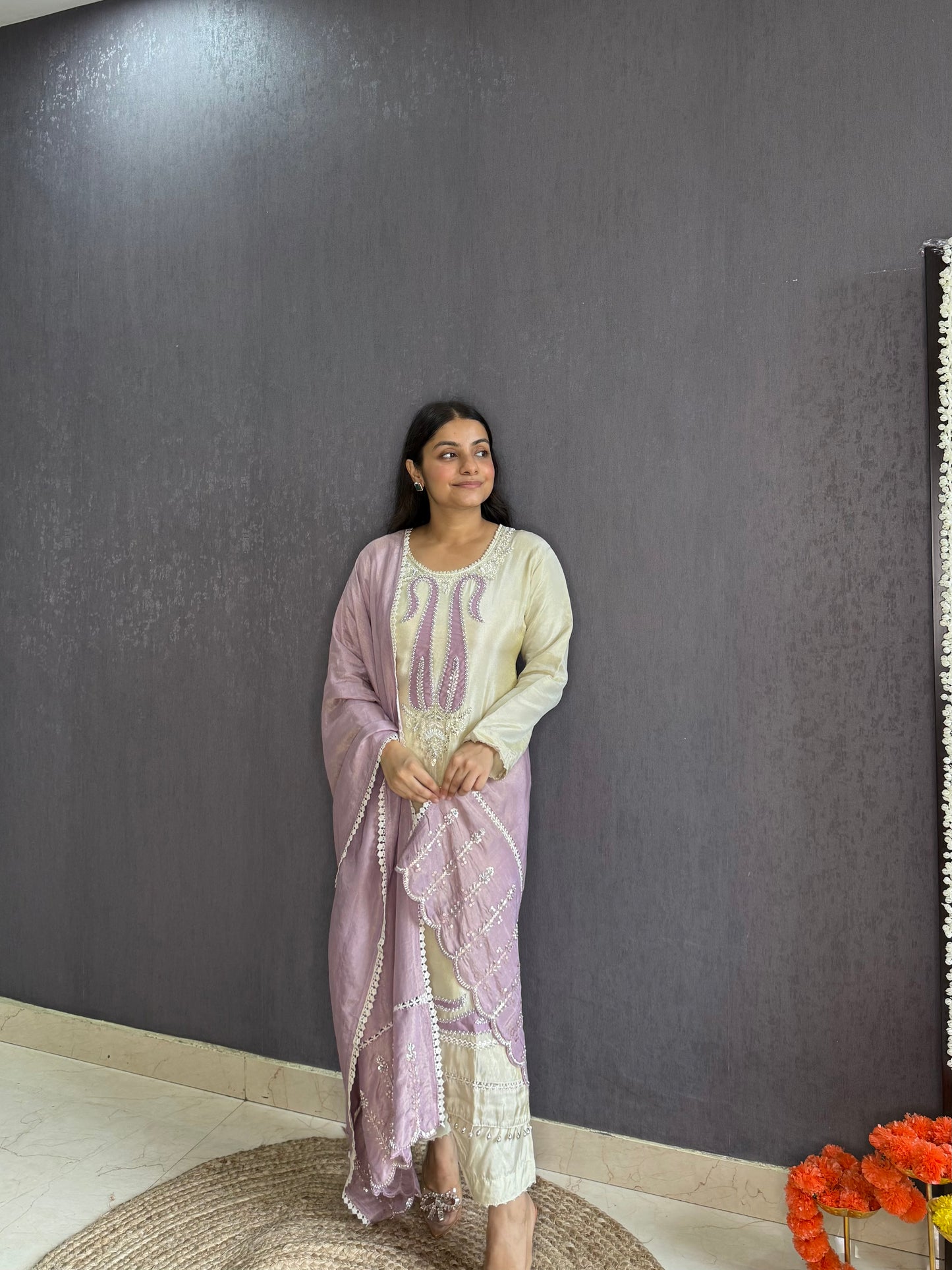 Tissue silk Handwork suit set